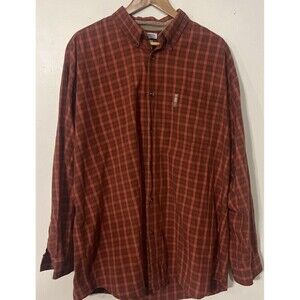 Columbia Long Sleeve‎ Plaid Men's Size 2XB Burnt Orange Classic Plaid Shirt